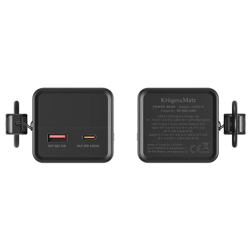 Power Bank 20000mAh 65W QC3.0 PD3.0 USB-C / USB-A Afisaj LCD Kruger&Matz KM0914 – IoElectronice.ro [5]