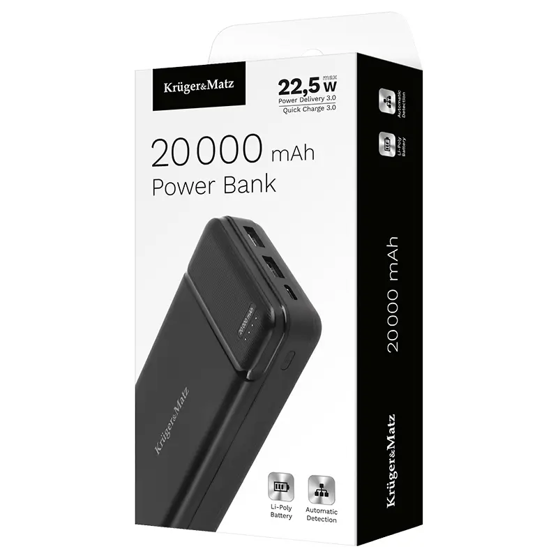Power bank 20000mAh Li-Poly Kruger&Matz KM0906 20W QC3.0 PD3.0 [4]
