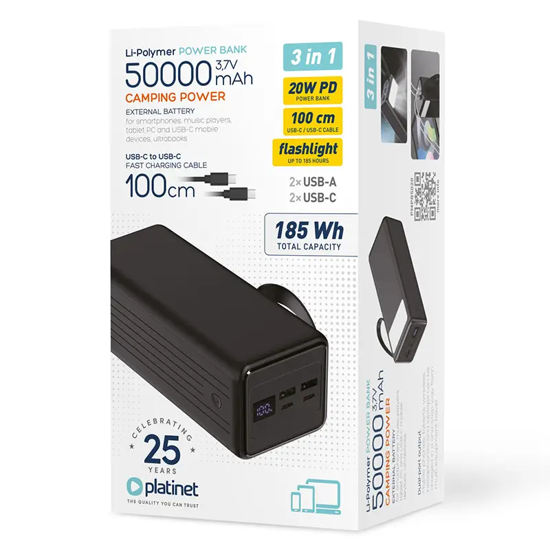 Power Bank 50000mAh PD 20W 2x USB-A 2x USB-C Platinet PMPB5020 [4]