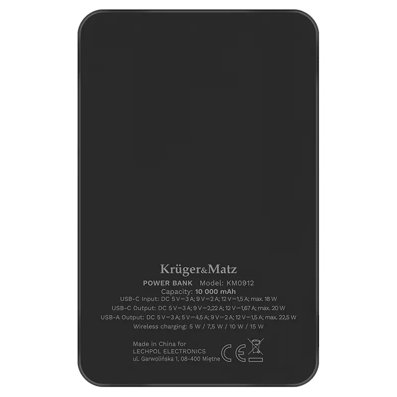 Power Bank inductie Kruger&Matz KM0912 10000mAh Li-ion Mag Safe wireless 15W / USB-C 20W / USB-A 25W – IoElectronice.ro [3]