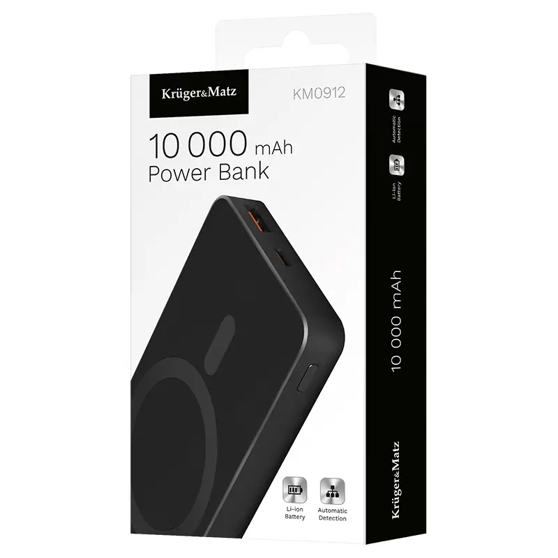 Power Bank inductie Kruger&Matz KM0912 10000mAh Li-ion Mag Safe wireless 15W / USB-C 20W / USB-A 25W – IoElectronice.ro [9]