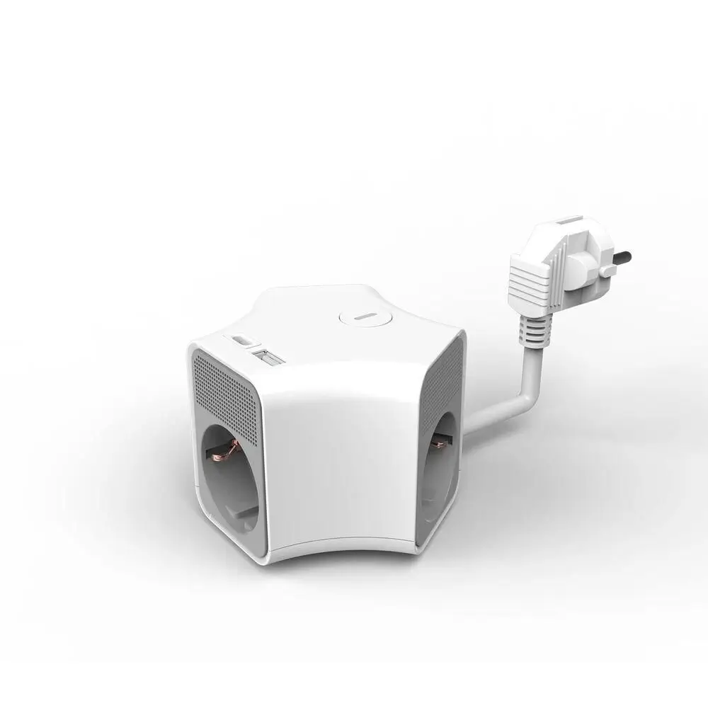 Prelungitoare electrice - Prelungitor 3 prize cu USB-A și USB-C 20W, cablu 1.4m, 3500W, alb, Technik TPQ3W+USB pentru spații limitate