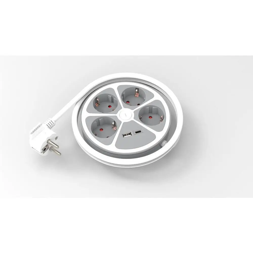 Prelungitoare electrice - Prelungitor cu 4 prize și USB-C 20W, cablu 1.4m, design alb, tehnologie avansată, sigur și rapid