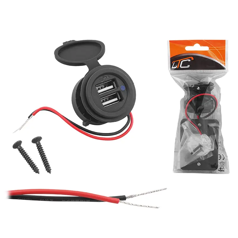 Priza auto 12V/24V 2x USB 5V /2.4A 60x45x40mm LTC LXG522 - IoElectronice.ro [2]