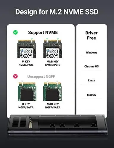 RACK extern Ugreen CM400 10902 SSD M.2 NVMe/PCIE 2280/2260/2242/2230 cablu 50cm USB-C tata-tata [4]