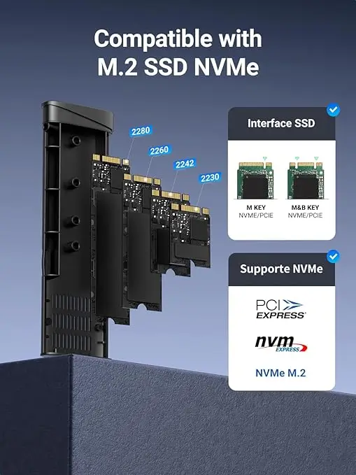 RACK extern Ugreen CM767 35267 SSD M.2 NVMe/PCIE 3.0 compatibil cu form factor 2280/2260/2242/2230 cablu 50cm USB-C 3.1 [5]