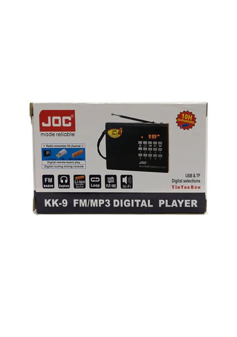 Radiouri MP3 MP4 - Radio FM 88-108MHz USB/SD redare MP3 cu acumulator, antenă telescopică rotativă și cablu alimentare JOC KK-9 (304) – IoElectronice.ro