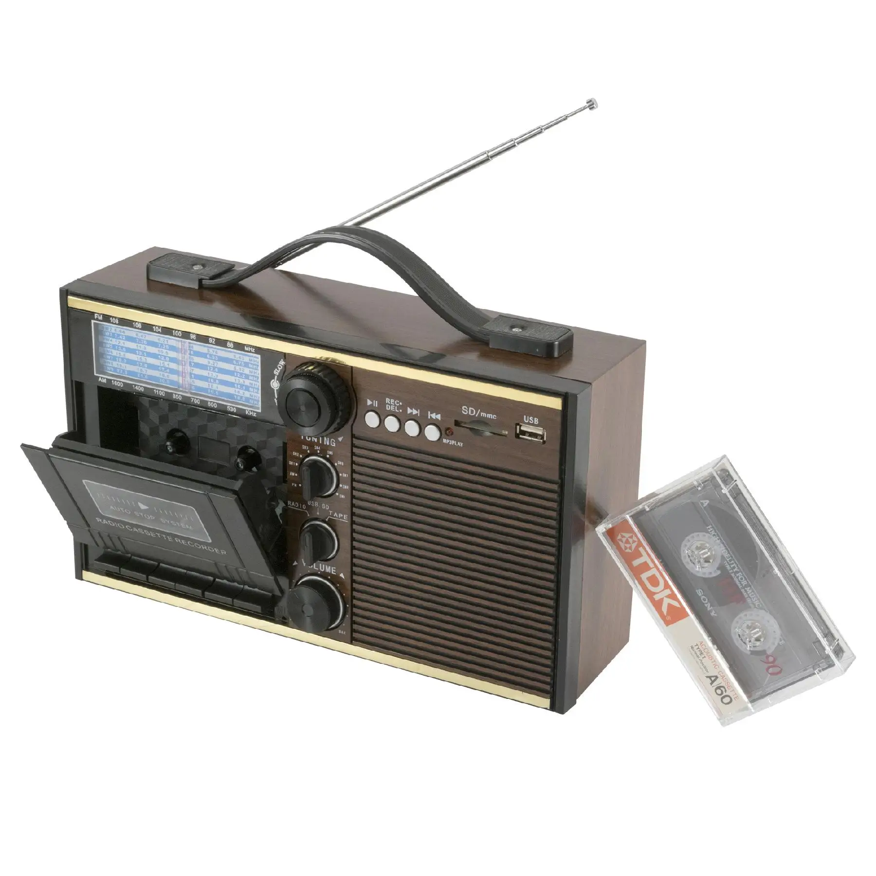 Radio portabil retro cu casetofon Radio 11 benzi / USB-MP3 / Bluetooth / SD SAL RRT 11B [2]