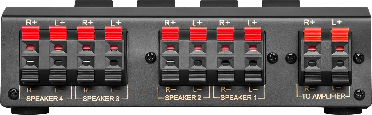 Selector difuzoare stereo Goobay pentru conectarea a până la 4 perechi, calitate audio superioară și conexiuni sigure [2]