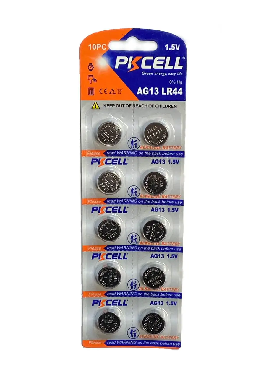 Baterii - Set 10 baterii alkaline PKCELL AG13 LR44 1.5V (613) – IoElectronice.ro