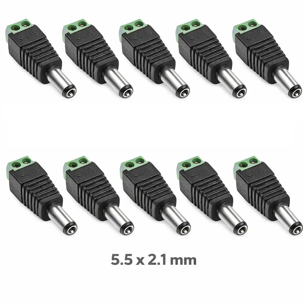 Conectica - Set 10 mufe alimentare DC 2.1x5.5mm tata prindere cu surub regleta WTY0622-10 – IoElectronice.ro