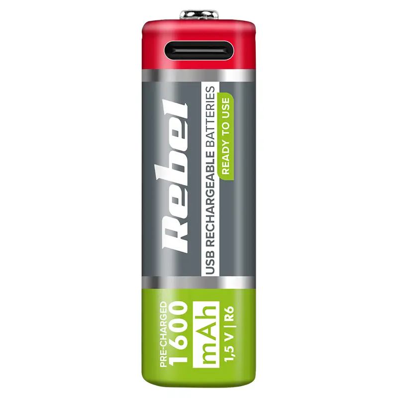 Set 2 acumulatori Rebel LI-I0N AA R6 1600mAh 1.5V USB-C BAT2014 [2]