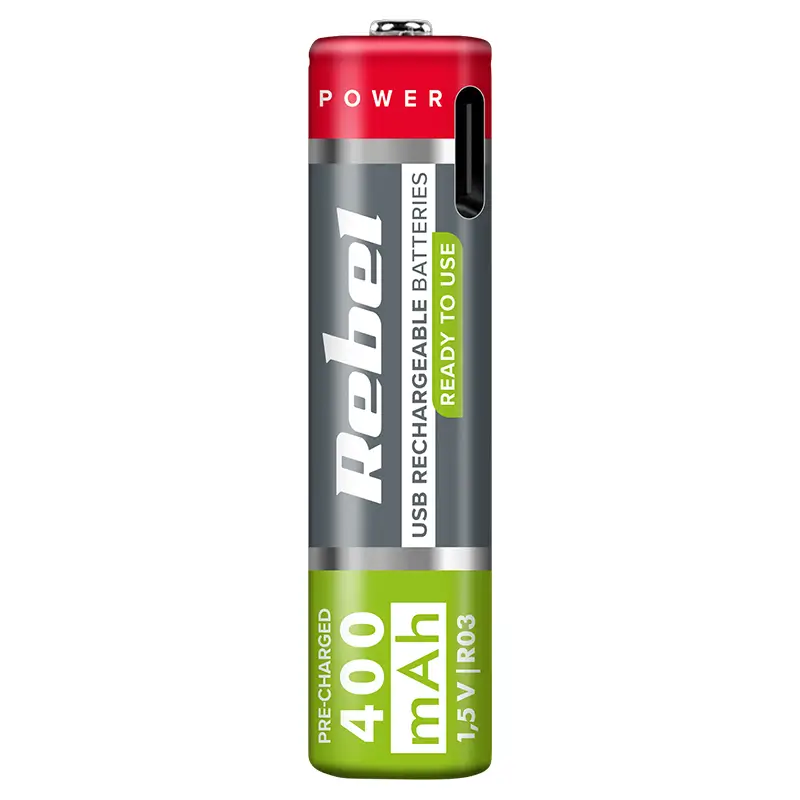 Set 2 acumulatori Rebel LI-I0N AAA R3 400mAh 1.5V USB-C BAT2015 [2]