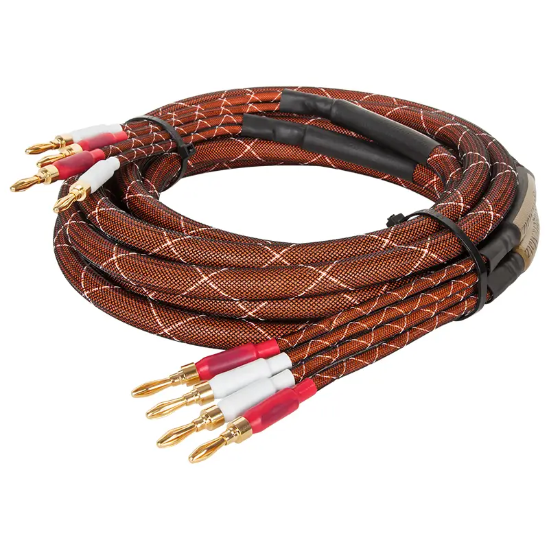 Cabluri difuzor - Set 2 cabluri difuzor 3m 15AWG 1.45mm² cupru / nailon / cu mufă banana Kruger&Matz KM0335 – IoElectronice.ro