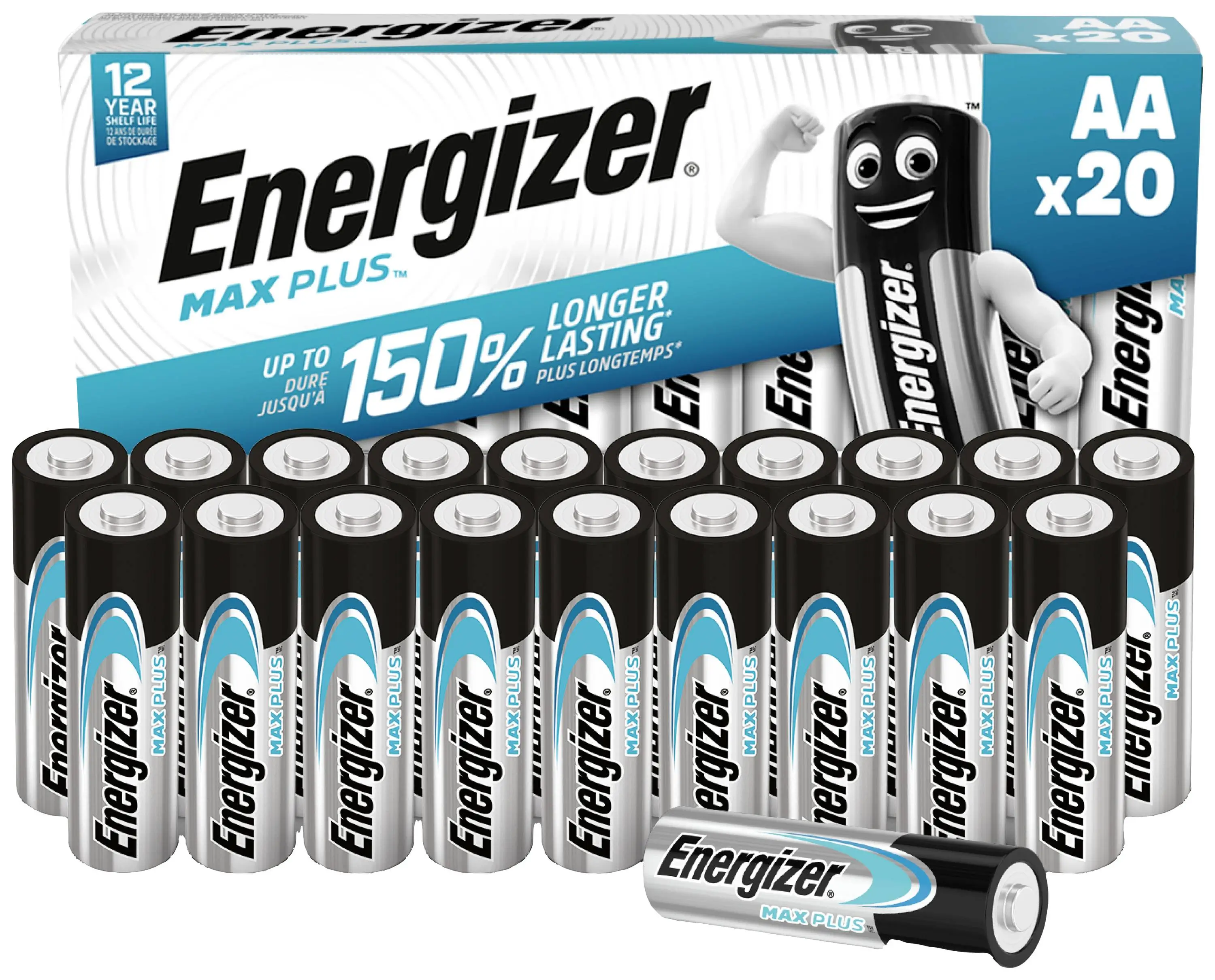 Electrice - Set 20 baterii AA Alkaline Energizer Max Plus R6 UPN-190916 pentru dispozitive electrice