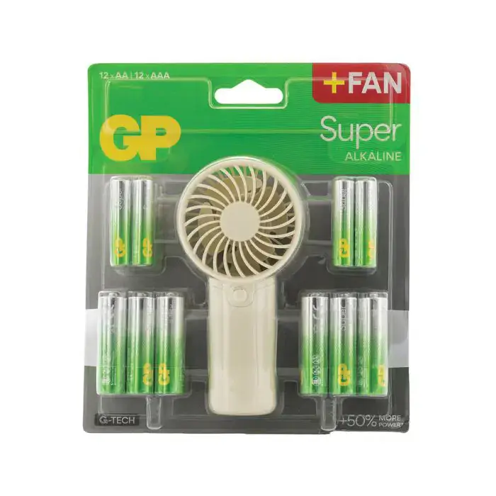 Electrice - Set baterii Alkaline 24 bucăți 12x AA R6 + 12x AAA R3 GP GPPCA15AS753 ventilator inclus