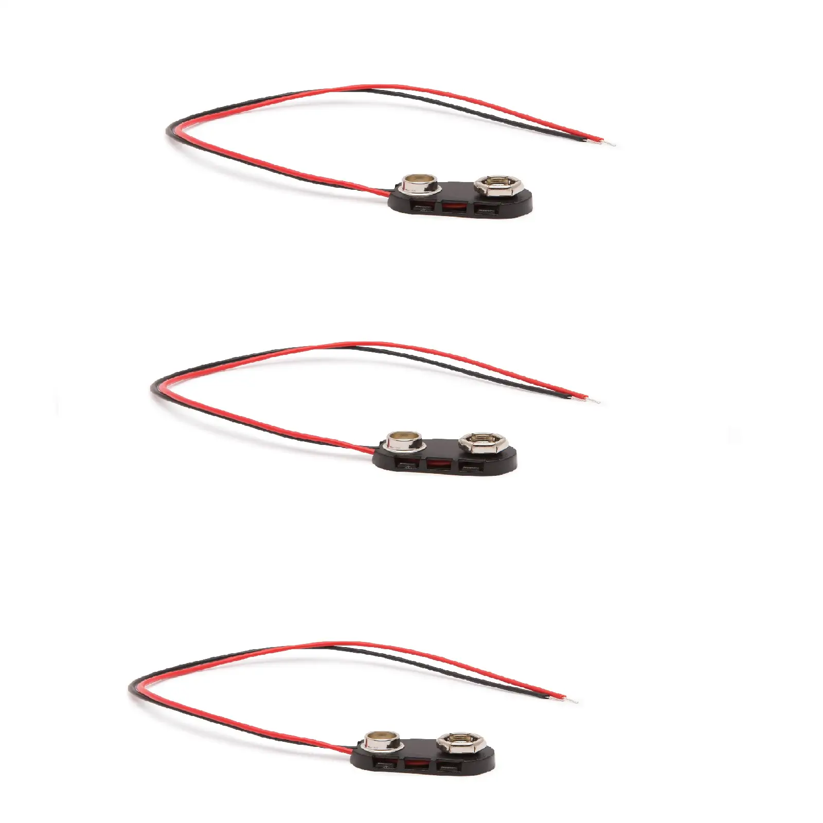 Suporti baterii-acumulatori - Set 3 conectori baterii 9V ranforsate pe fir 15 cm M'N'C 05316-3 pentru conexiuni electrice sigure