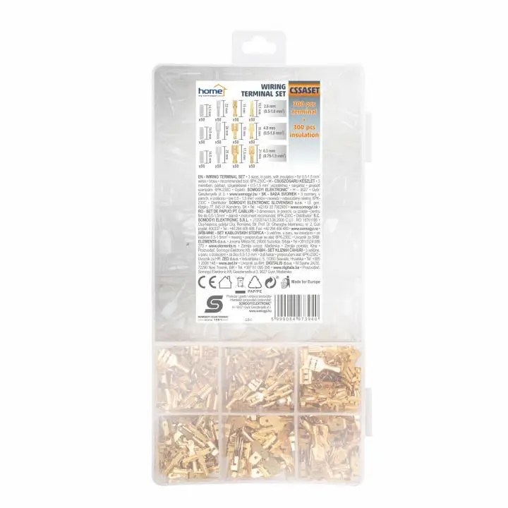 Mufe papuci - Set 300 papuci alama 2.8 / 4.8 / 6.3mm pentru cabluri 0.5-1.5 mm + 300 izolatori Home CSSASET