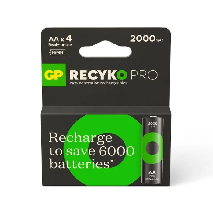 Electrice - Set 4 acumulatori GP NiMH Recyko Pro AA R6 2000mAh 1.2V GP210AAHCBR21-2TLB4 - IoElectronice.ro