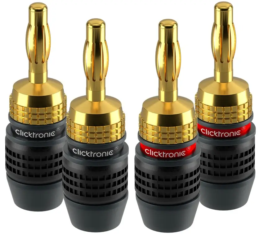 Mufe difuzor - Set 4 mufe Banana 4mm Premium Clicktronic Conexiuni Audio de Înaltă Calitate pentru cablu 6.0mm2 52546