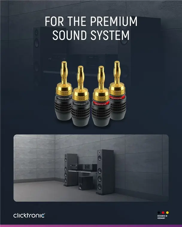 Set 4 mufe Banana 4mm Premium Clicktronic Conexiuni Audio de Înaltă Calitate pentru cablu 6.0mm2 52546 [3]