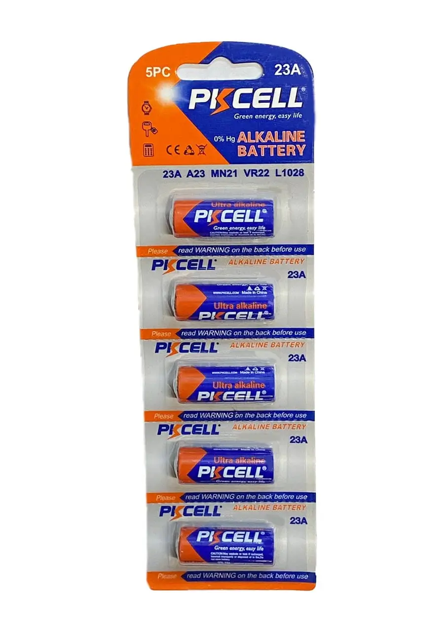 Electrice - Set 5 baterii PKCELL 23A ultra alkaline 12V compatibile A23/MN21/VR22/L1028/V23/LRV08 23A-5PC-PKCELL