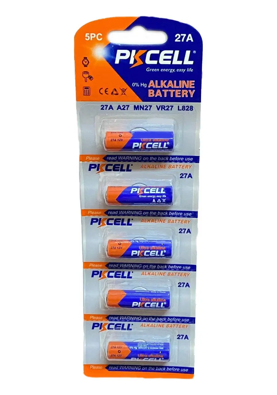 Set 5 Baterii PKCELL 27A Ultra Alkaline 12V – Compatibile GP27A, MN27, V27A, 5 bucăți [1]