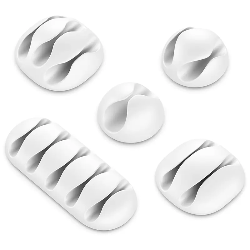 Accesorii birou - Set 5 cleme organizatoare cabluri cu adeziv albe MK5544 deleyCON – IoElectronice.ro