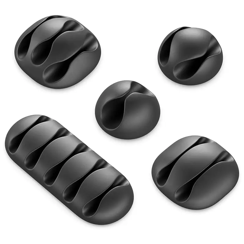 Accesorii birou - Set 5 cleme organizatoare cabluri cu adeziv negre MK5543 deleyCON – IoElectronice.ro