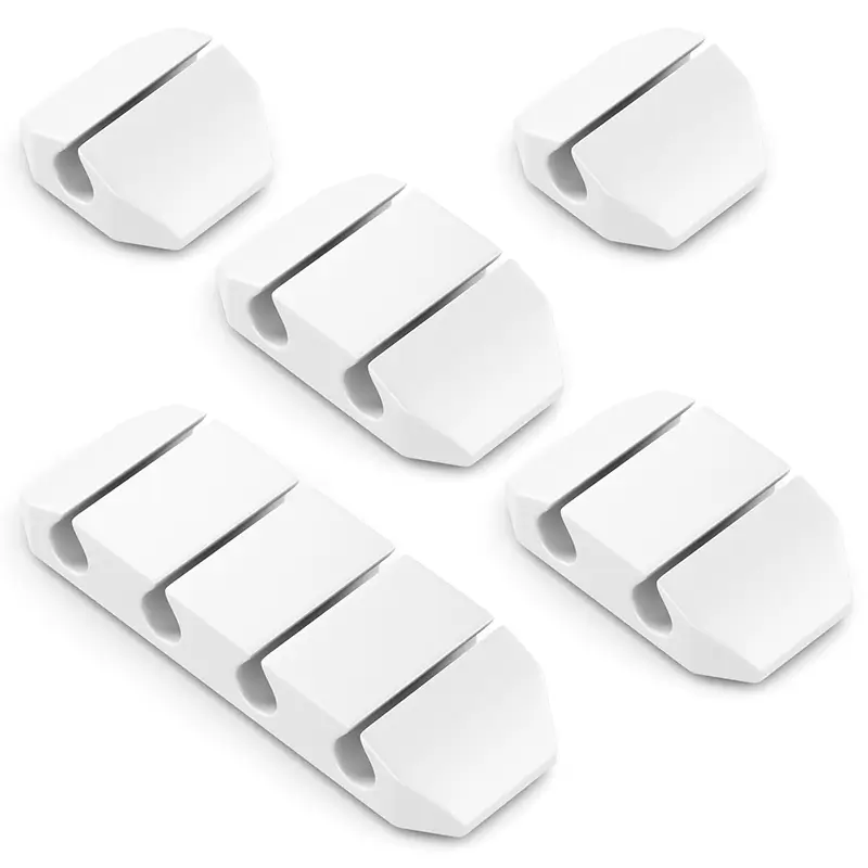 Accesorii birou - Set 5 organizatoare cabluri cu adeziv albe MK5539 deleyCON – IoElectronice.ro