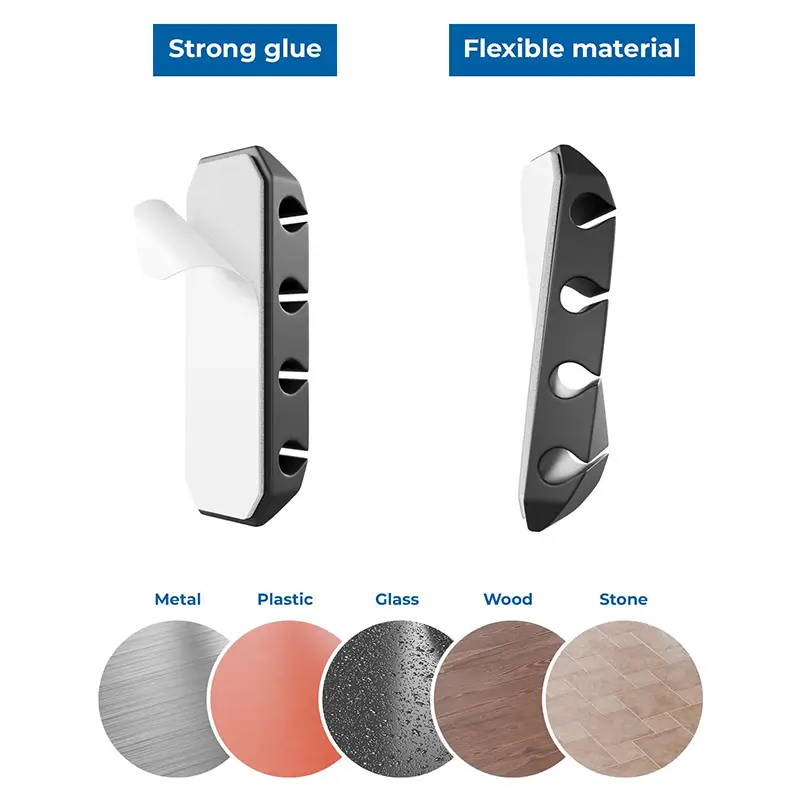 Set 5 organizatoare cabluri cu adeziv negre MK5540 deleyCON – IoElectronice.ro [4]