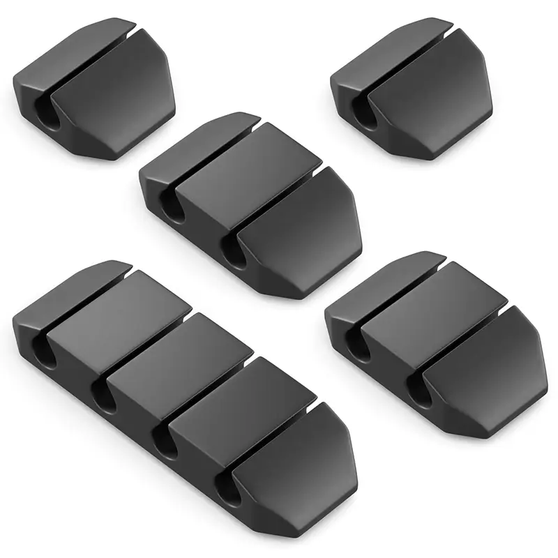 Accesorii birou - Set 5 organizatoare cabluri cu adeziv negre MK5540 deleyCON – IoElectronice.ro
