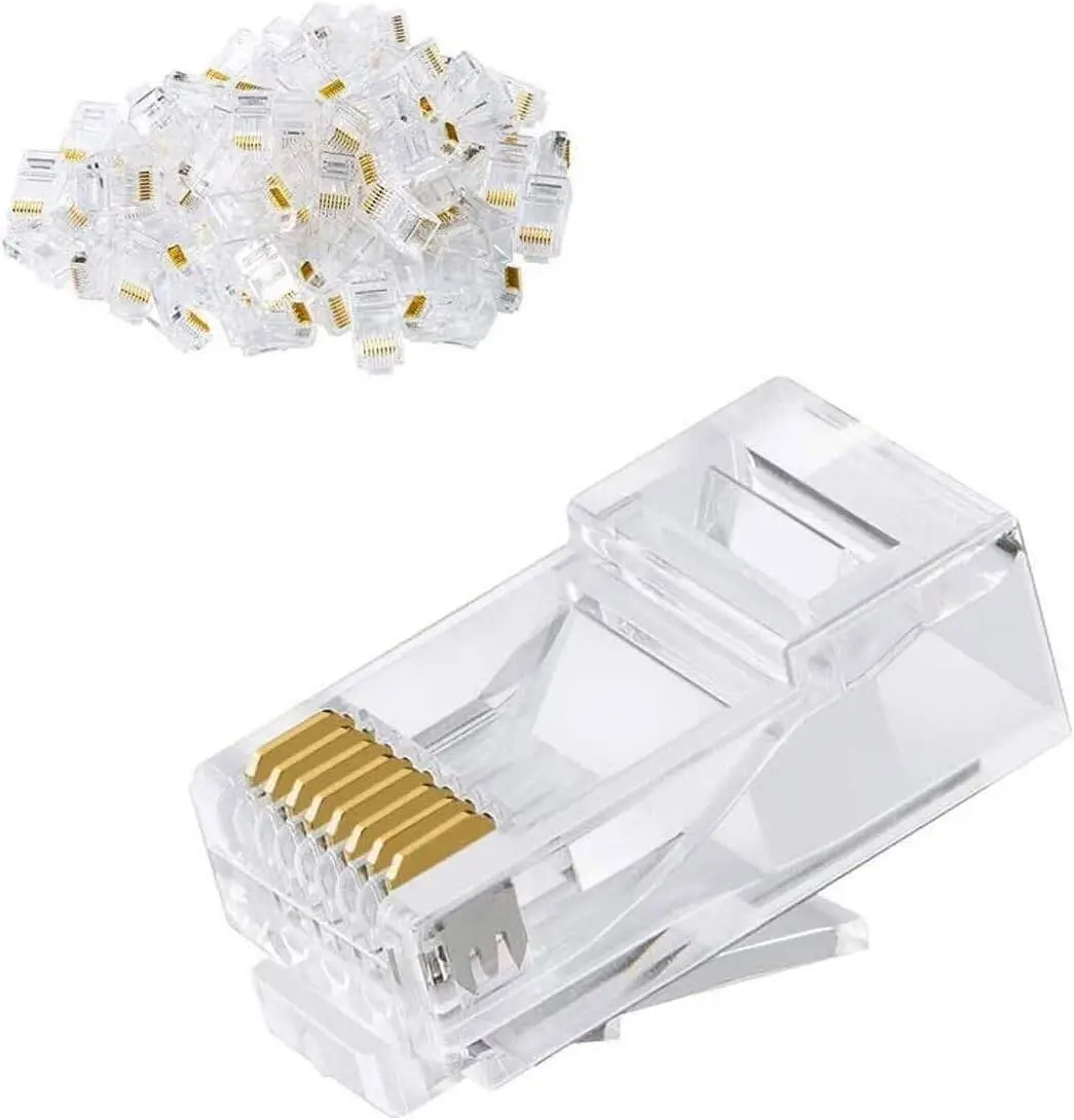 Mufe retea RJ45 - Set 50buc mufe de rețea Well RJ45 8P8C Cat5e neecranate contacte aurite TEL-0080-WL-50 – IoElectronice.ro