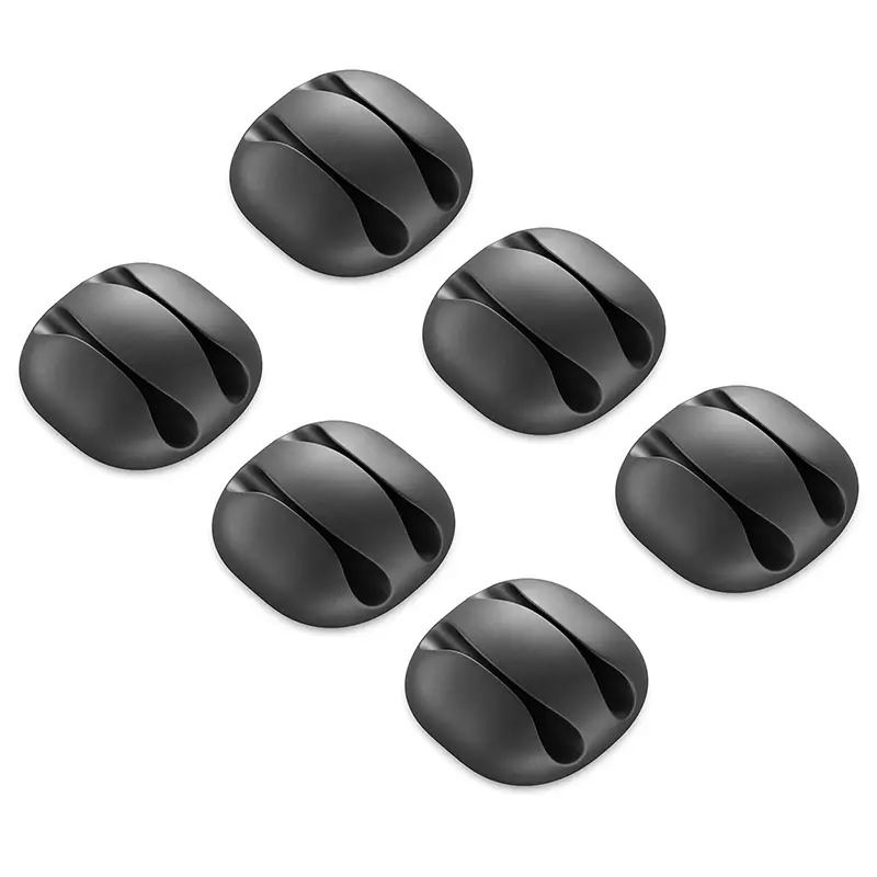 Accesorii birou - Set 6 organizatoare cabluri cu adeziv negre MK5541 deleyCON – IoElectronice.ro