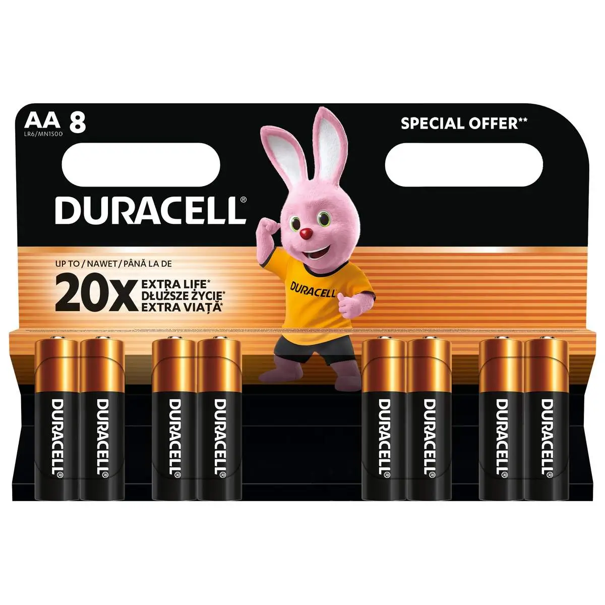 Electrice - Set 8 baterii alcaline Duracell Basic R6 AA 1.5V blister AA8, tip AA (R6), tensiune 1.5V, brand Duracell