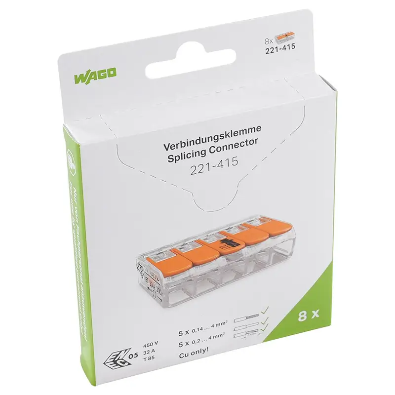 Mufe AC-DC - Set 8 conectori slim MYF 5x4mm2 32A WAGO 221-415-8