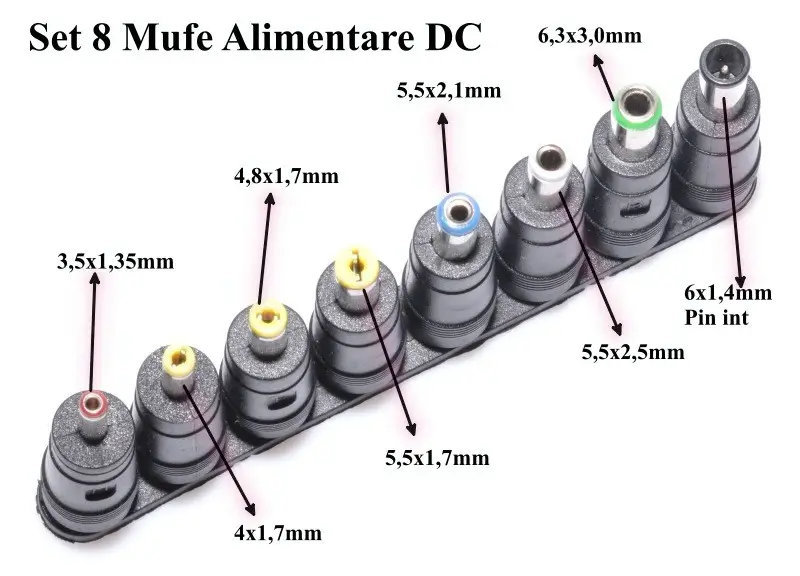 Adaptoare alimentare AC-DC - Set 8 mufe adaptoare de alimentare DC – IoElectronice.ro
