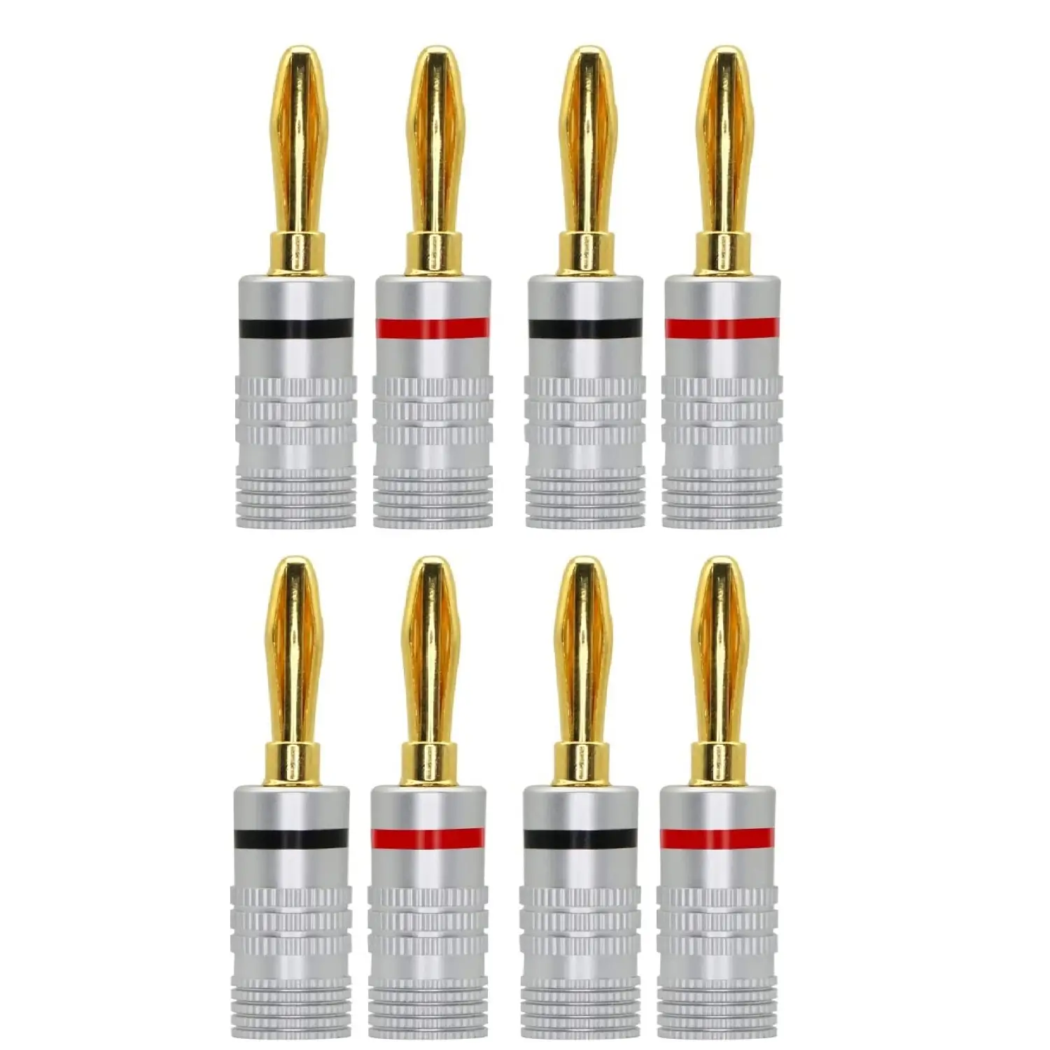 Mufe - Set 8 mufe banana 4mm metal cu șurub negru și roșu SET-8-BANANA/M-B+R
