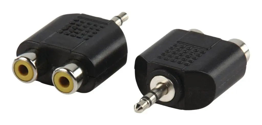Adaptoare Jack - Set adaptor JACK STEREO 3.5mm tata - 2x RCA mama 2buc Well AC-010-BW – IoElectronice.ro