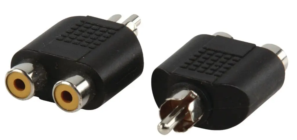 Adaptoare RCA - Set adaptor RCA tata - 2x RCA mama 2 bucati Well AC-016-BW – IoElectronice.ro
