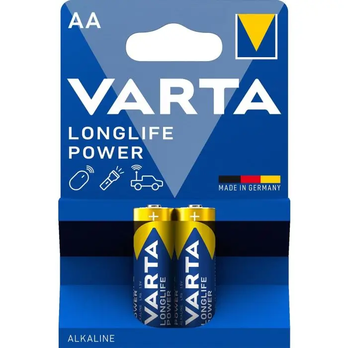 Baterii - Set Baterii Alcaline Varta AA LR6 LongLifePower 1.5V – 2 Buc, Performanță de Durată