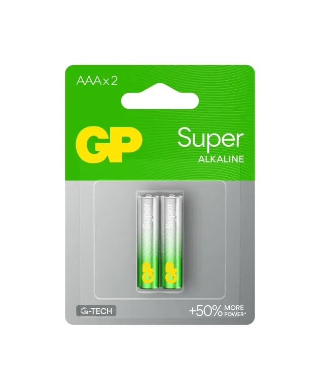 Baterii - Set Baterii GP Super Alkaline R3 AAA 2buc – Performanță de Încredere pentru Dispozitivele Tale!