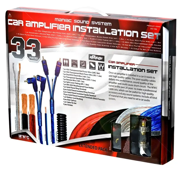 Accesorii radio auto - Set cabluri auto 4GA Hi-Fi Profesional 33buc M`N´C 20196-G – IoElectronice.ro