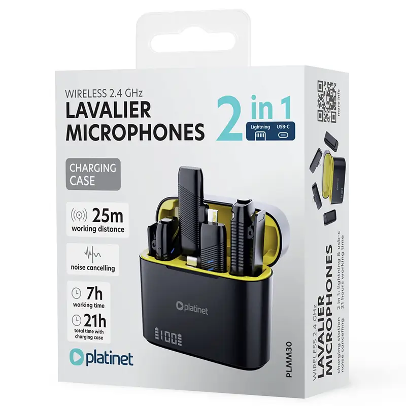 Set lavalieră microfon 2in1 wireless 2.4GHz 25m Plug & Play Android/iOS Platinet PLMM30 – IoElectronice.ro [6]