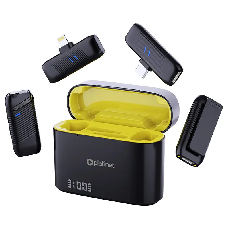 Set lavalieră microfon 2in1 wireless 2.4GHz 25m Plug & Play Android/iOS Platinet PLMM30 – IoElectronice.ro [2]