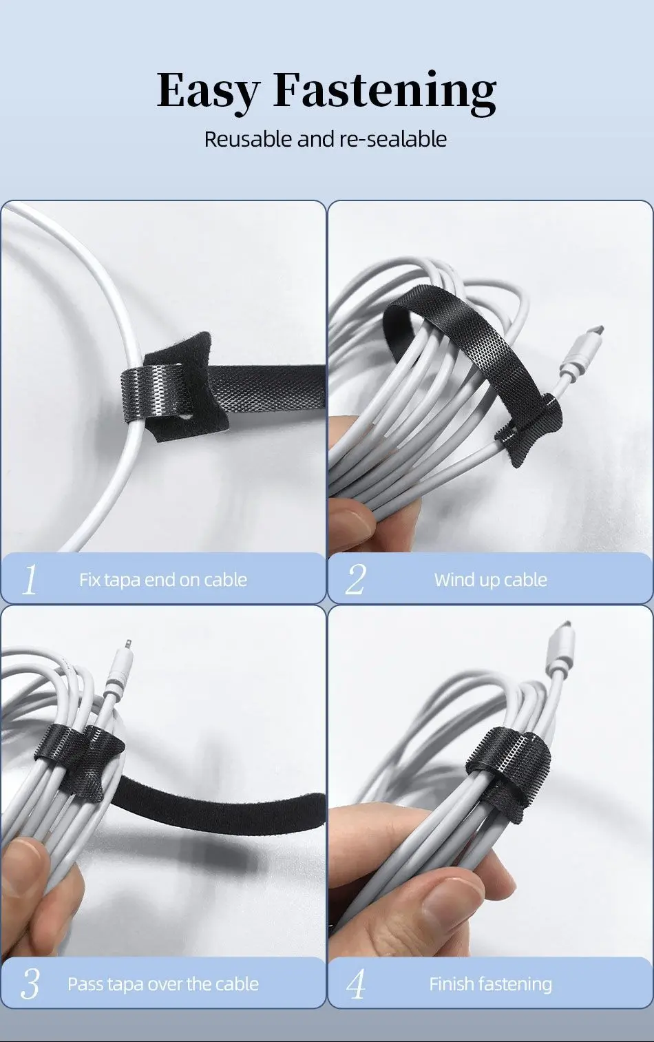 Set organizator de cabluri Banda Velcro Well 150mm x 12mm 25buc negru ORG-CABLE-T0225BK-WL – IoElectronice.ro [5]