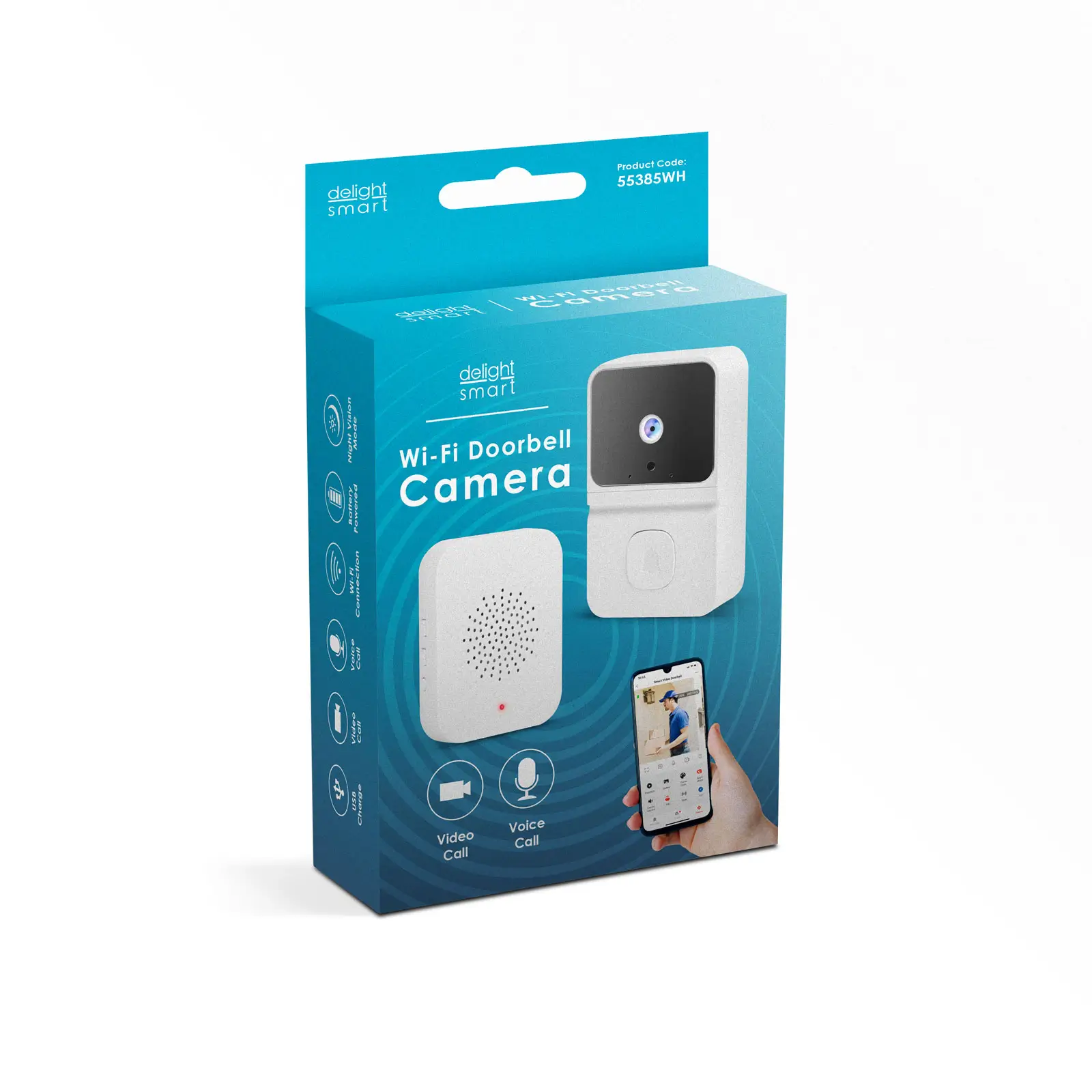 Sonerii-alarme - Set sonerie Video - Smart - Wi-Fi / baterie / HD alb delight 55385WH – IoElectronice.ro