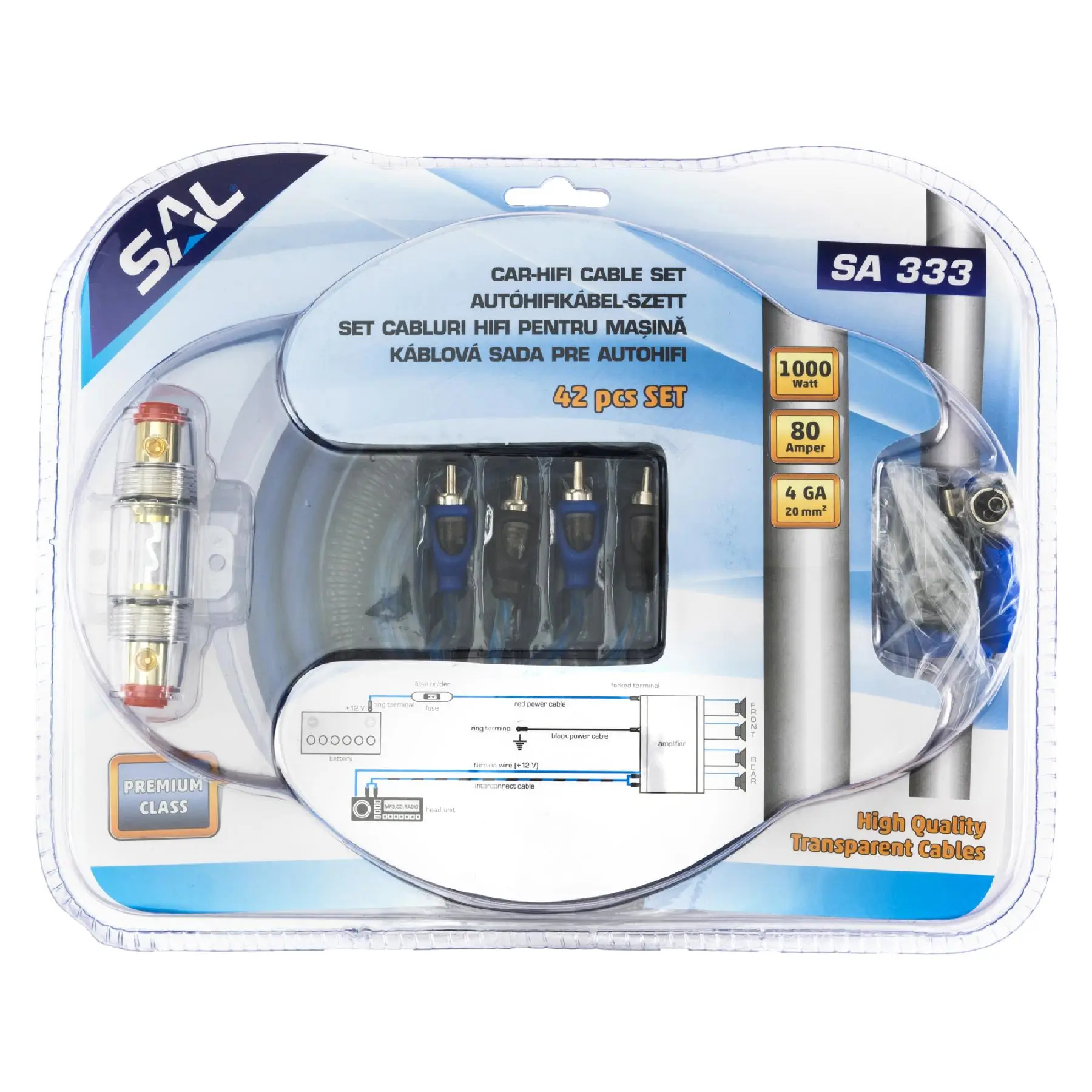 Accesorii radio auto - Set subwoofer 42 piese cabluri de alimentare Premium 1000W SAL SA 333 – IoElectronice.ro