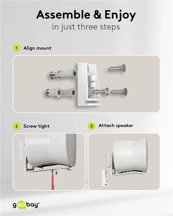 Set suport difuzor de perete Modern Sonos Era 300 Flex alb Goobay 71984 – IoElectronice.ro [4]