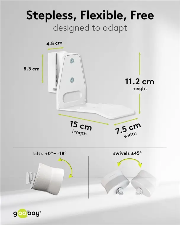 Set suport difuzor de perete Modern Sonos Era 300 Flex alb Goobay 71984 – IoElectronice.ro [3]
